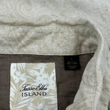 Tasso Elba Floral Short Sleeve Shirt - Large Beige Silk Blend