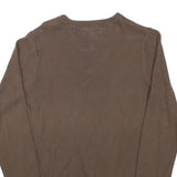 TOMMY HILFIGER Mens Brown Plain V-Neck Basic Knit Jumper S Classic Cotton Blend