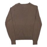 TOMMY HILFIGER Mens Brown Plain V-Neck Basic Knit Jumper S Classic Cotton Blend