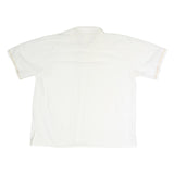 Mens White & Beige Linen Blend Shirt 2XL Embroidered Button Casual Summer