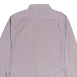 TOMMY HILFIGER Mens Red & White Slim Fit Shirt L Cotton Classic Button Collar