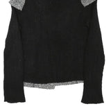 KOSMIKA Womens Black & Grey Button Wool Blend Jacket M Herringbone Pattern