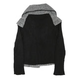 KOSMIKA Womens Black & Grey Button Wool Blend Jacket M Herringbone Pattern