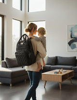 Anysort Black Mommy Diaper Bag With Changing Pad Maternity Backpack for Moms