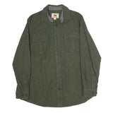 GRIZZLY BEAR Mens Green Cotton Shirt L Button Pocket Casual Style