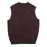 DOCKERS Mens Maroon & Grey Argyle Pattern Pullover V-Neck Acrylic Jumper M