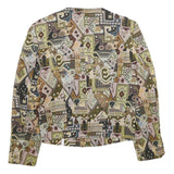 CREATION MADEMOISELLE Womens Multicolour Geometric Jacket UK 12 Woven Button Up