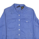 FADED GLORY Womens Blue Long Sleeve Shirt Button Neck L Cotton Blend Casual