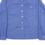 FADED GLORY Womens Blue Long Sleeve Shirt Button Neck L Cotton Blend Casual