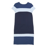 HOBBS LONDON Womens Blue Navy & White Colourblock Day Dress Cotton Blend UK 8