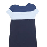 HOBBS LONDON Womens Blue Navy & White Colourblock Day Dress Cotton Blend UK 8