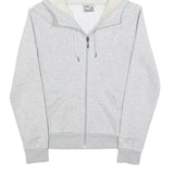 PUMA Womens Grey Hoodie UK 12 Cotton Blend Full Zip Sherpa Lined Sweatshirt