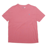 POLO RALPH LAUREN Mens Pink V-Neck Cotton Blend T-Shirt M Short Sleeve Classic