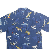 PACIFIC LEGEND Mens Blue Aircraft Print Shirt M Cotton Casual Summer
