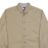 TOMMY HILFIGER Mens Beige Cotton Blend Shirt L Button Down Pocket Casual