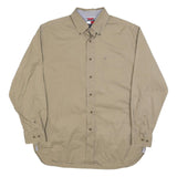 TOMMY HILFIGER Mens Beige Cotton Blend Shirt L Button Down Pocket Casual