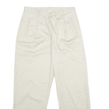 TALBOTS Womens Cotton Classic Beige Zipped Straight Trousers W30 L28