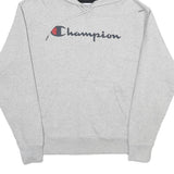 CHAMPION Mens Grey Hoodie M Cotton Blend Pullover Logo Print