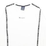 CHAMPION Boys White Sweatshirt Crew Neck 11-12Y Branded Tape Logo