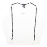 CHAMPION Boys White Sweatshirt Crew Neck 11-12Y Branded Tape Logo