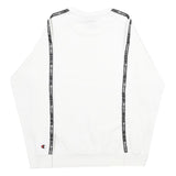 CHAMPION Boys White Sweatshirt Crew Neck 11-12Y Branded Tape Logo