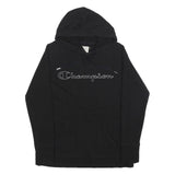 CHAMPION Mens Black Hoodie S Cotton Blend Pullover Classic Logo Sweatshirt