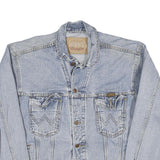 WRANGLER Mens Blue Denim Button Jacket L Cotton Blend Classic Fit Casual