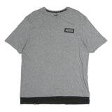 PUMA Mens Grey Black Logo Graphic T-Shirt L Short Sleeve Crew Neck Cotton