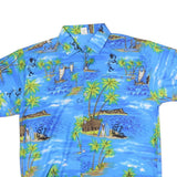 PINA Mens Blue Caribbean Print Shirt M Tropical Holiday Casual Summer