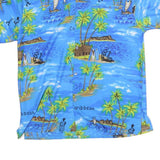 PINA Mens Blue Caribbean Print Shirt M Tropical Holiday Casual Summer
