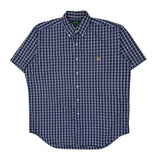 Ralph Lauren Checked Short Sleeve Shirt - Large Blue Cotton