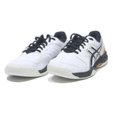 ASICS Gel-Dedicate Womens Lace-Up Trainers White Black & Orange Leather UK 5
