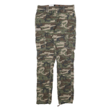 SCHOTT Mens Slim Cotton Blend Green Camouflage Cargo Trousers W29 L32 Utility