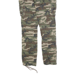 SCHOTT Mens Slim Cotton Blend Green Camouflage Cargo Trousers W29 L32 Utility