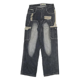 QIAN Womens Cotton Blend Regular Fit Straight Leg Denim Light Wash W28 L30 Cargo