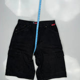 R2 Jeans Hip Hop Cargo Shorts - 32W 12L Black Cotton