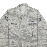 Mens Grey Camouflage Cotton Blend Military Style Jacket M Button Closure Pocket