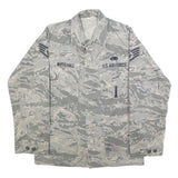 Mens Grey Camouflage Cotton Blend Military Style Jacket M Button Closure Pocket