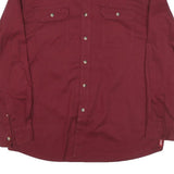 WRANGLER Mens Maroon Cotton Blend Shirt L Long Sleeve Button Front Western