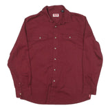 WRANGLER Mens Maroon Cotton Blend Shirt L Long Sleeve Button Front Western