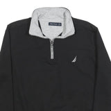 NAUTICA Mens Black & Grey Zip Neck L Cotton Blend Sweatshirt Casual Pullover
