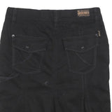 GRANE Womens Black Cotton Blend Mini Skirt Straight Pockets Zip Fastening M