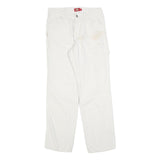 DICKIES Womens Relaxed White Cotton Blend Straight Trousers W28 L30 Workwear Zip