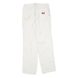 DICKIES Womens Relaxed White Cotton Blend Straight Trousers W28 L30 Workwear Zip