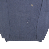 TOMMY HILFIGER Mens Blue Plain Jumper Crew Neck Basic Knit Pullover XL Cotton