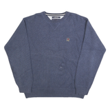 TOMMY HILFIGER Mens Blue Plain Jumper Crew Neck Basic Knit Pullover XL Cotton