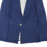 ZARA Womens Blue Single Button Cotton Blend Jacket S Plain Casual Tailored