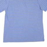 CHAPS Mens Blue & White Striped Short Sleeve Polo Shirt L Cotton Blend Casual