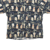 BATIK BAY Mens Black & Beige Printed Cotton Shirt XL Casual Summer Button Up