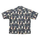 BATIK BAY Mens Black & Beige Printed Cotton Shirt XL Casual Summer Button Up